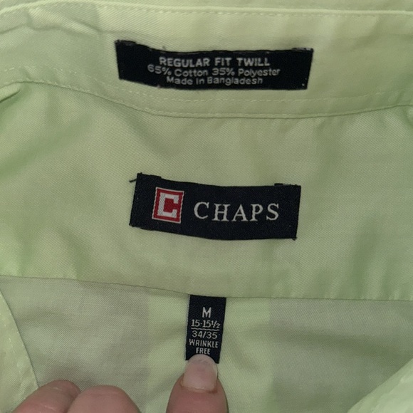 Chaps Regular Fit Twill Button Down Key Lime Mint Green - Picture 3 of 5